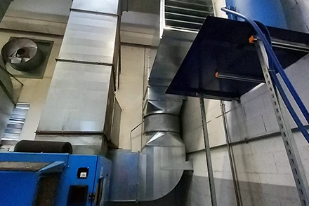 Impianto di aerazione a canali quadri
